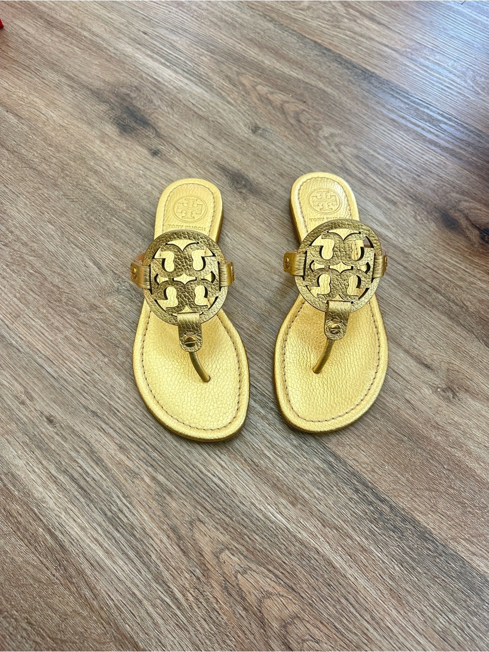 Brand New Tory Burch Gold Miller Sandals Size 6. Box & Dust Bag Included!